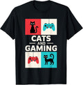 Cats And Gaming Shirt Men Women Kids Video Gamer Cat Lover T-Shirt