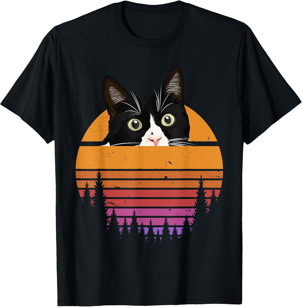 Cat Retro Style - Black Cat Vintage Style - Kitten Cat Lover T-Shirt