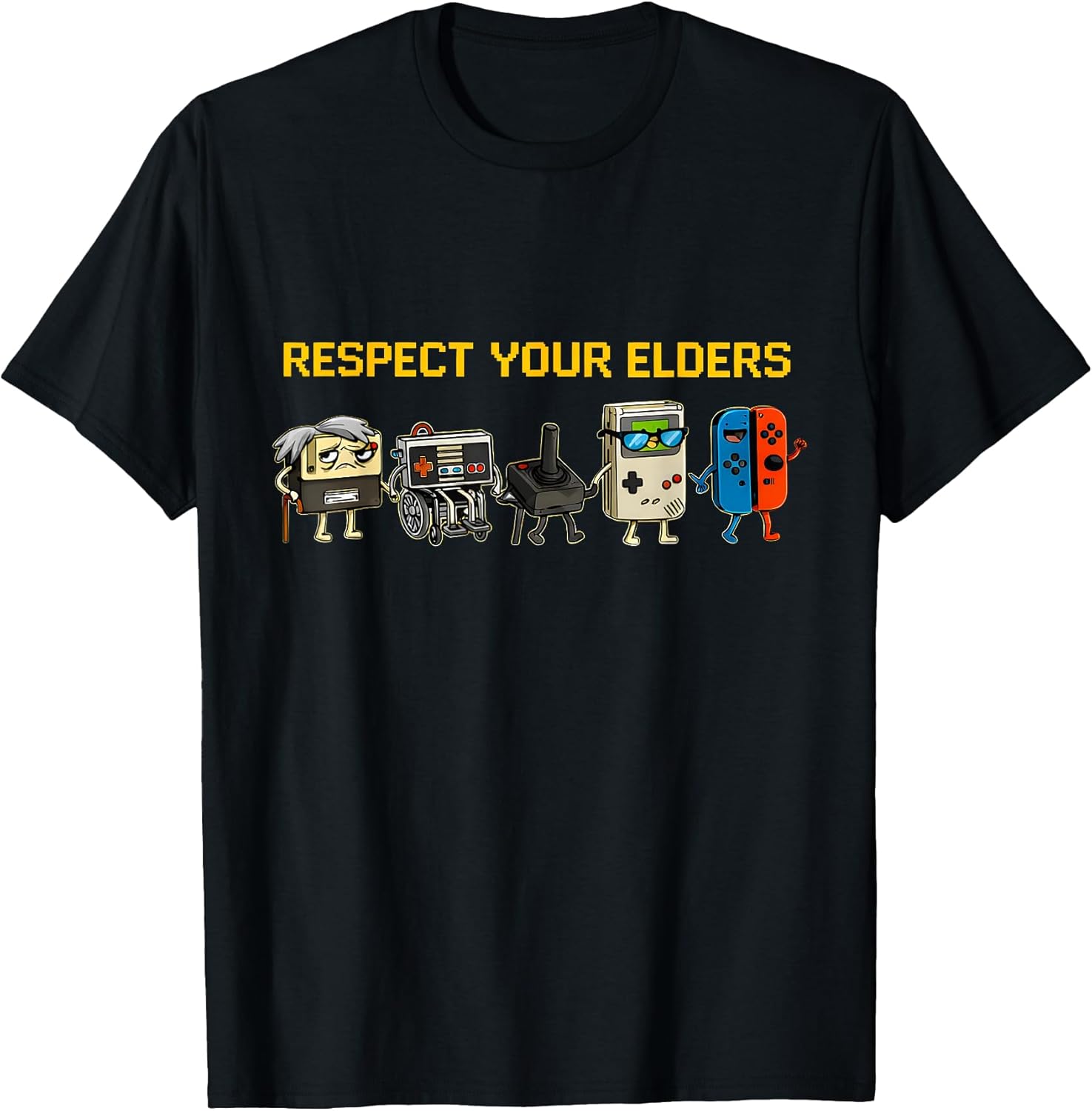 Respect Your Elders Funny Retro Gaming Console Parade T-Shirt