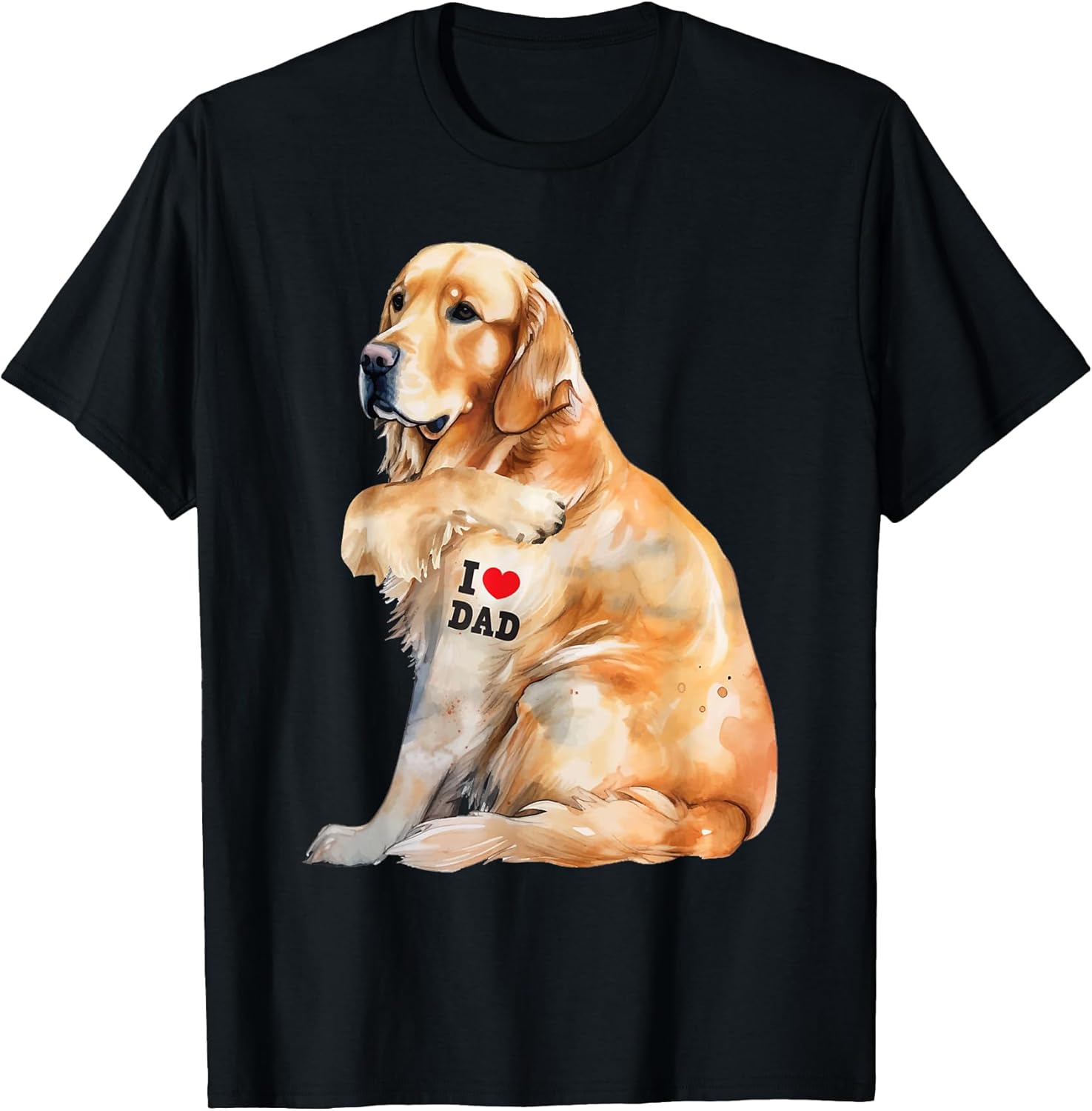 I Love Dad - Patriotic Golden Retriever Canine Dog Lover T-Shirt