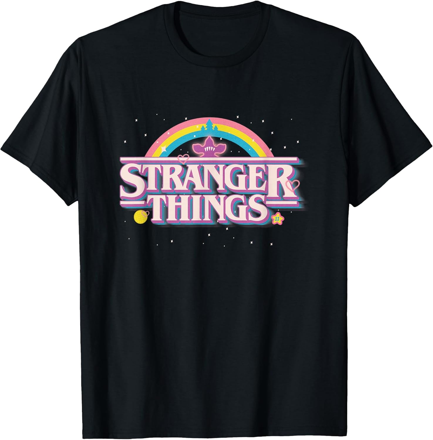 Rainbow Cute Demogorgon Title Logo T-Shirt