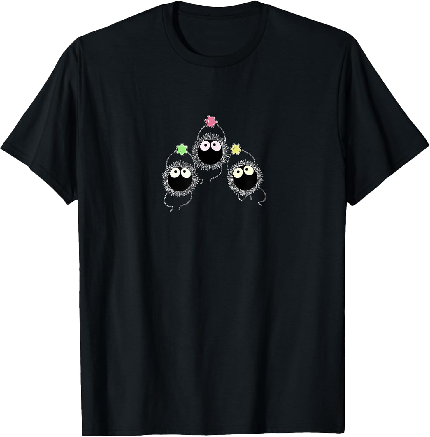 Cute Anime Soot Man with Colourful Sugar Stars T-Shirt