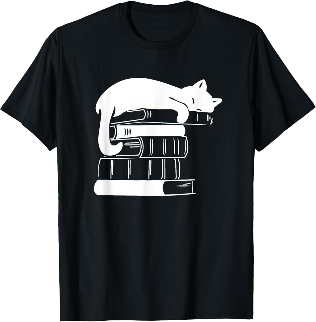 Books and Cats, Cat Lover, Cat Mom, Book Lovers T-Shirt