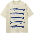 Women Oversized Graphic Tee Fisherman Core Aesthetic Y2k Grunge Fish Print T-Shirts Streetwear Summer 2025