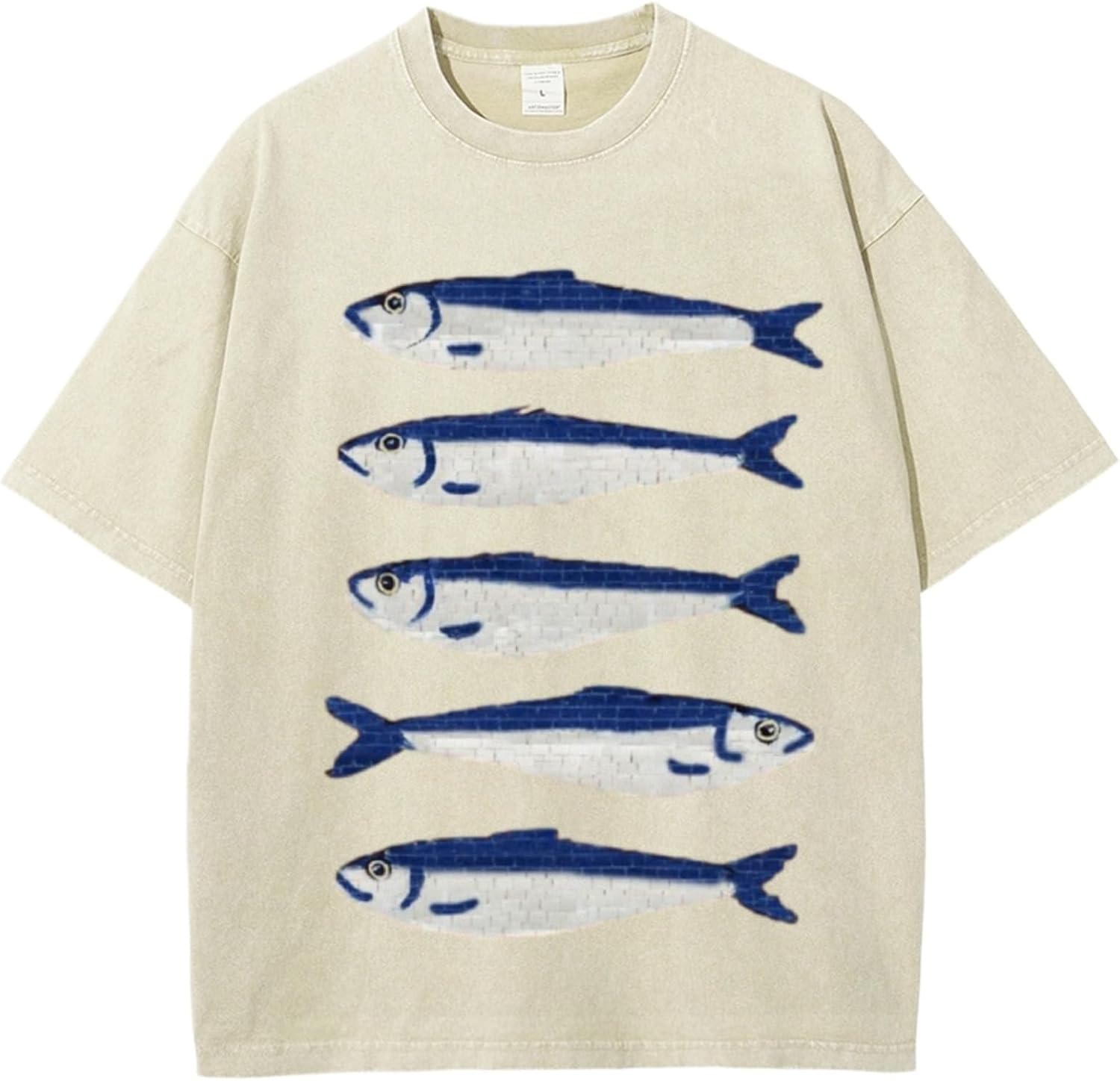 Women Oversized Graphic Tee Fisherman Core Aesthetic Y2k Grunge Fish Print T-Shirts Streetwear Summer 2025