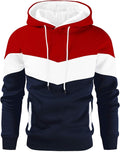 Men's Novelty Color Block Pullover Fleece Hoodie Long Sleeve Casual Sweatshirt with Pocket