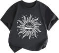 Girls Graphic Tees Cute Girl Shirts Crew Neck Floral Mountain Printed Tshirt Aesthetic Short Sleeve Summer Tops