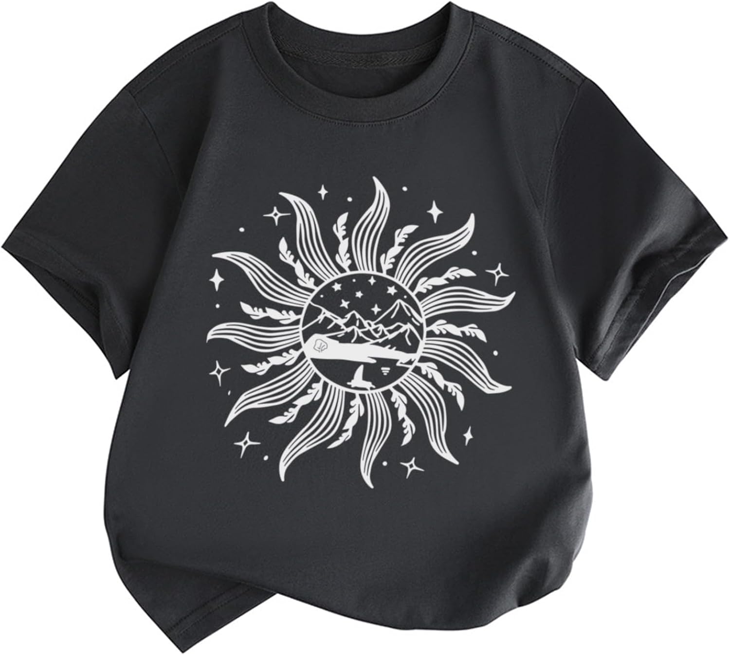 Girls Graphic Tees Cute Girl Shirts Crew Neck Floral Mountain Printed Tshirt Aesthetic Short Sleeve Summer Tops