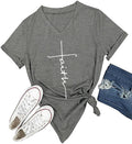 Women's V-Neck Summer Casual Letters Printed Short Sleeves Graphic T-Shirt