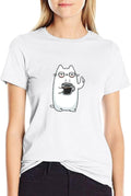 Black and White Funny Cat Print Tees for Women Summer 2025 Fashion Unisex Vintage Cotton Soft Loose Shirts