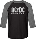 AC/DC Vintage Rock Band Music Group in Black Logo Adult 3/4 Sleeve Raglan T-Shirt