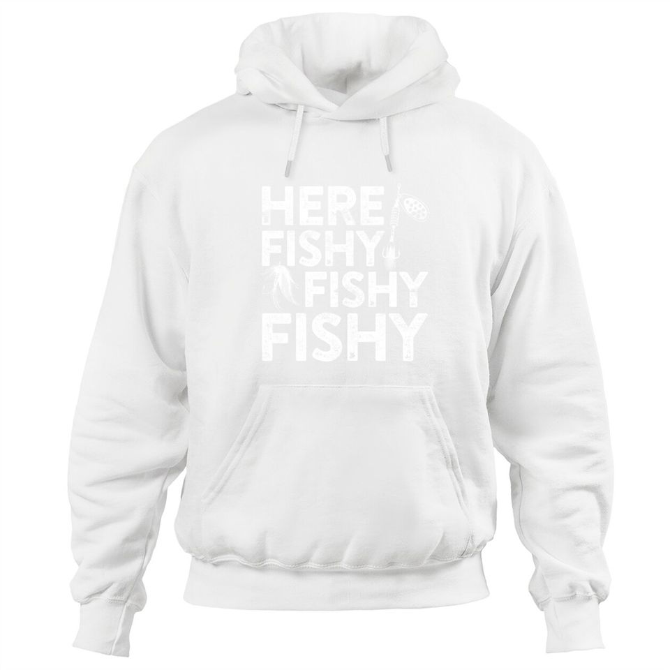 Here Fishy Military Green Hoodie - Funny Gift for Fishing Enthusiasts, Unisex Activewear