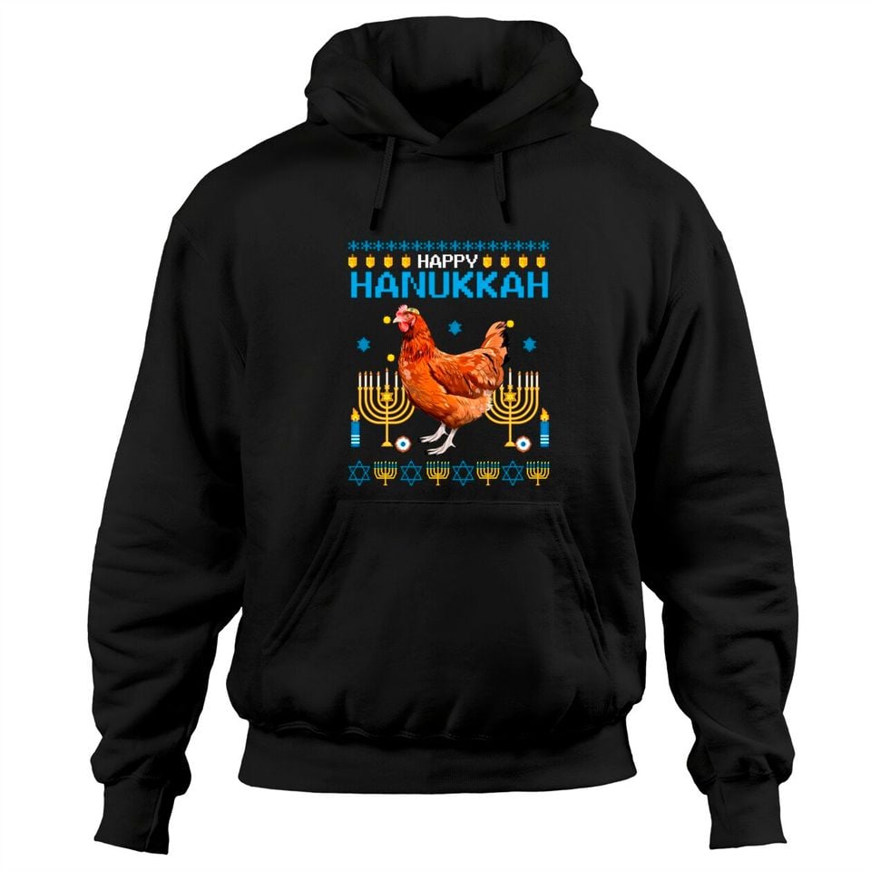 Chicken Chanukah Jewish Ugly Hanukkah Pajama Pullover Hoodie
