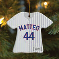 Baseball Jersey Personalized Ornament - Blue/Red Pinstripes