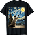 Van Gogh Starry Night Moon Artistic Pet Lover Ragdoll Cat T-Shirt