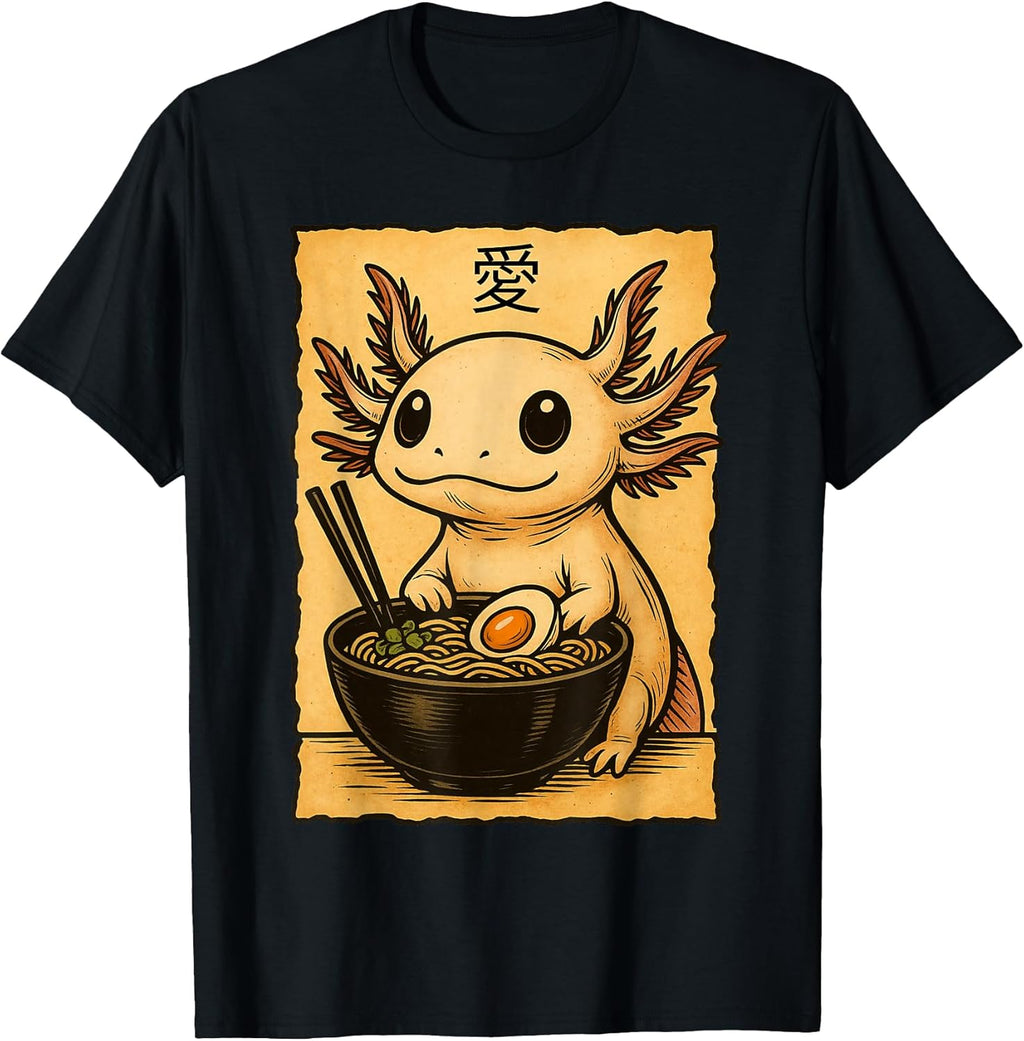 Funny Axolotl Ramen Tee Japanese Kawaii Anime Axolotl T-Shirt