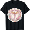 Woman Medical Doctor Physician Floral Badge Merch