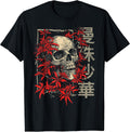 Red Spider Lily Flower Skull Skeleton Japanese Anime Otaku T-Shirt