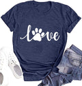 Dog Mom Shirts for Women Cat Dog Paw Graphic O Neck Short Sleeve Gifts Girls Heart Tee Tops