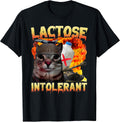 Lactose Intolerant Silly Cat Meme Funny Saying Cat Lover T-Shirt