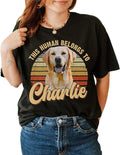 Custom Dog Photo This Human Belongs to Me T-Shirt, Personalized Dog Image Shirt, Vintage Upload Dog Image Shirt for Dog Lovers, Custom Upload Your Dog Photo Vintage Shirt Multicoloured