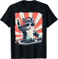 Funny DJ Cat with Headphones Retro Music Lover Art T-Shirt
