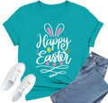 Easter Shirts for Women Happy Easter T-Shirt Rabbit Ear Egg Print Tee Tops