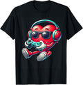 Valentines Day Heart Gamer Video Gaming Boys Men Kids Tees T-Shirt