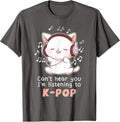 Funny Cute Cat Lover Can't Hear You I'm Listening to K pop T-Shirt