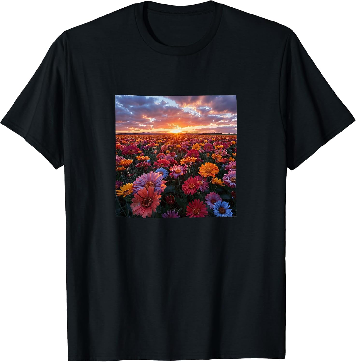 Gerbera Daisy Flower Field Beautiful Sunset Merch