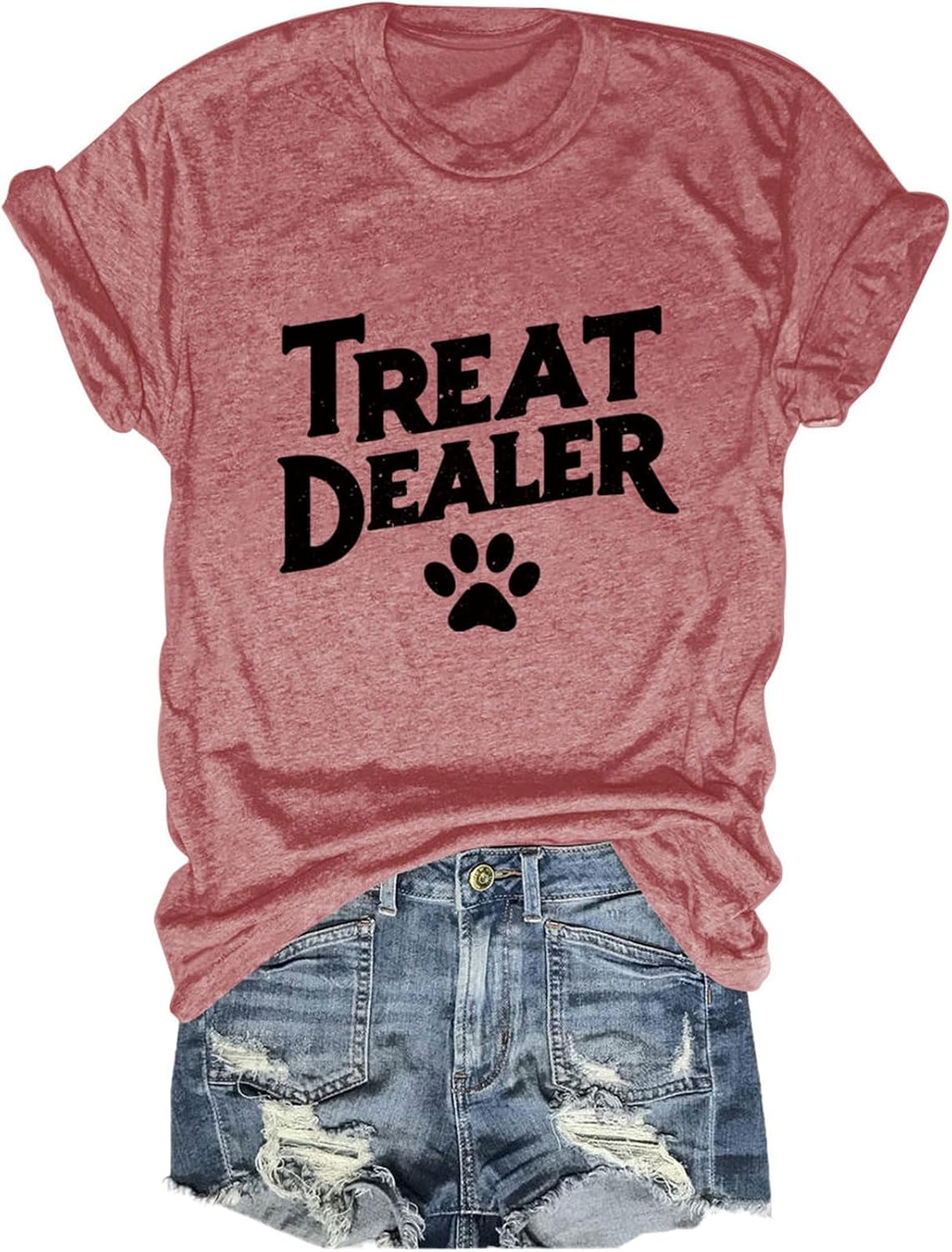 Dog Mom Shirt Treat Dealer T Shirt for Women Cute Dog Paw Print Graphic Tees Funny Dogs Lover Short Sleeve Tops