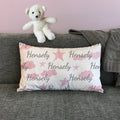 Personalized Pink Stars and Clouds Lumbar Throw Pillow