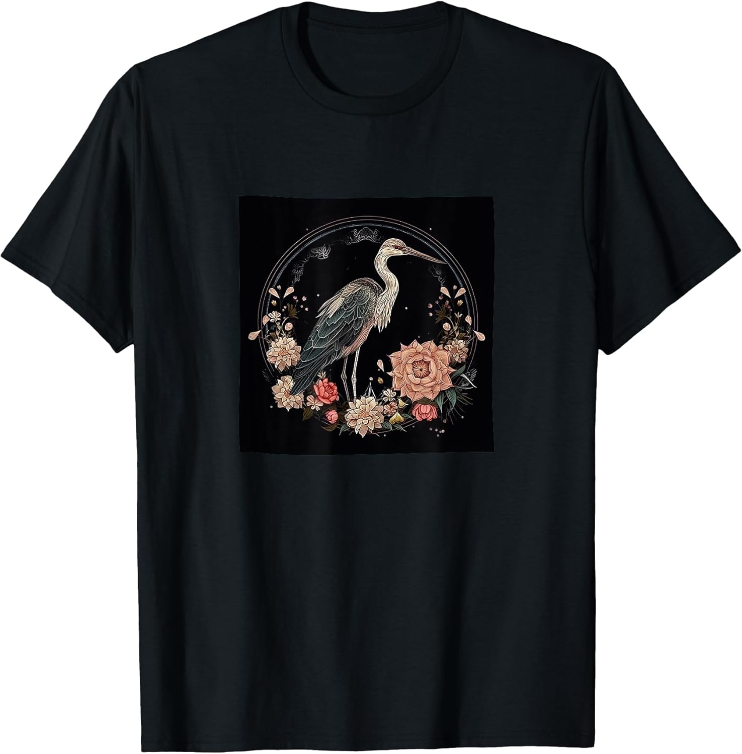 Crane Boho Flowers Graphic Merch