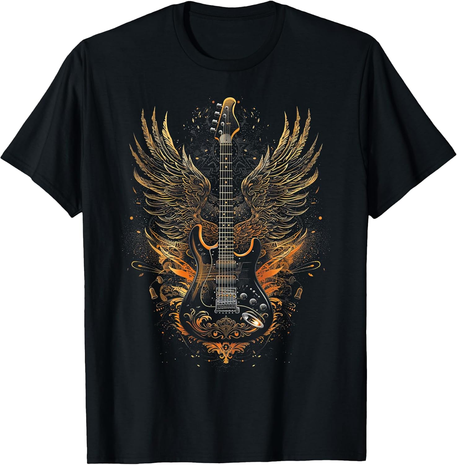 Electric Guitar with Wings Baroque Rock Design Art T-Shirt