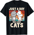 Just A Boy Who Loves Cats Funny Cat Lover Kitten Boys Kids T-Shirt