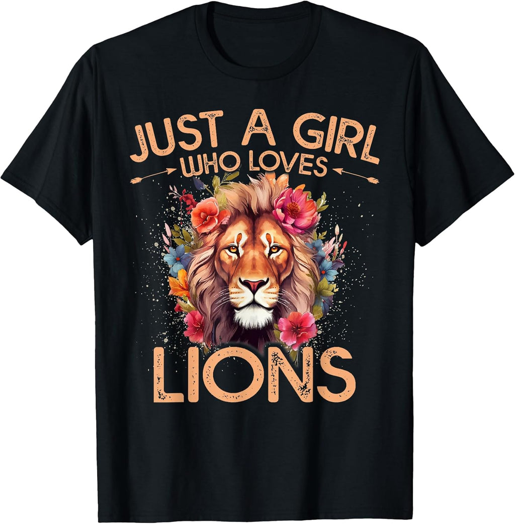 Floral Lion Just A Girl Who Loves Lions T-Shirt