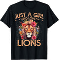 Floral Lion Just A Girl Who Loves Lions T-Shirt