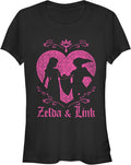 Junior's Link & Zelda Love Silhouette Crew Neck Graphic T-Shirt