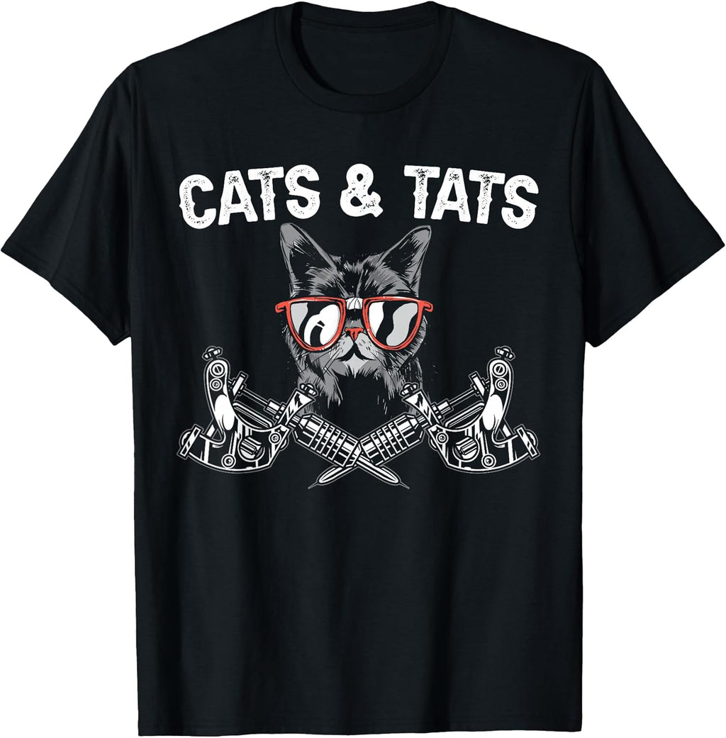 Cats and Tats Inking Tattoo Lover Tattooing Kitty Owner T-Shirt Small
