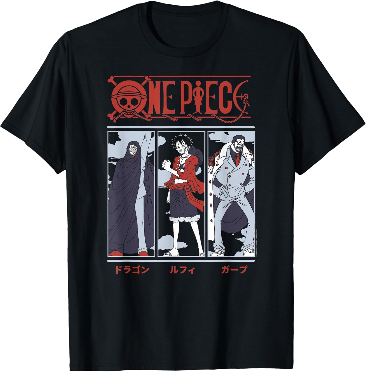 Anime Meet The Monkeys Dragon, Luffy, and GARP T-Shirt