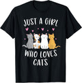 Just A Girl Who Loves Cats Cute Cat Lover T-Shirt Small