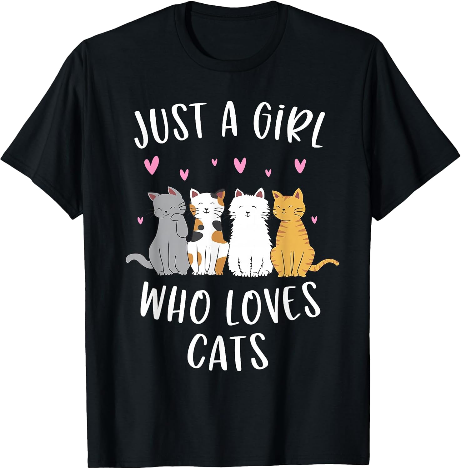 Just A Girl Who Loves Cats Cute Cat Lover T-Shirt Small