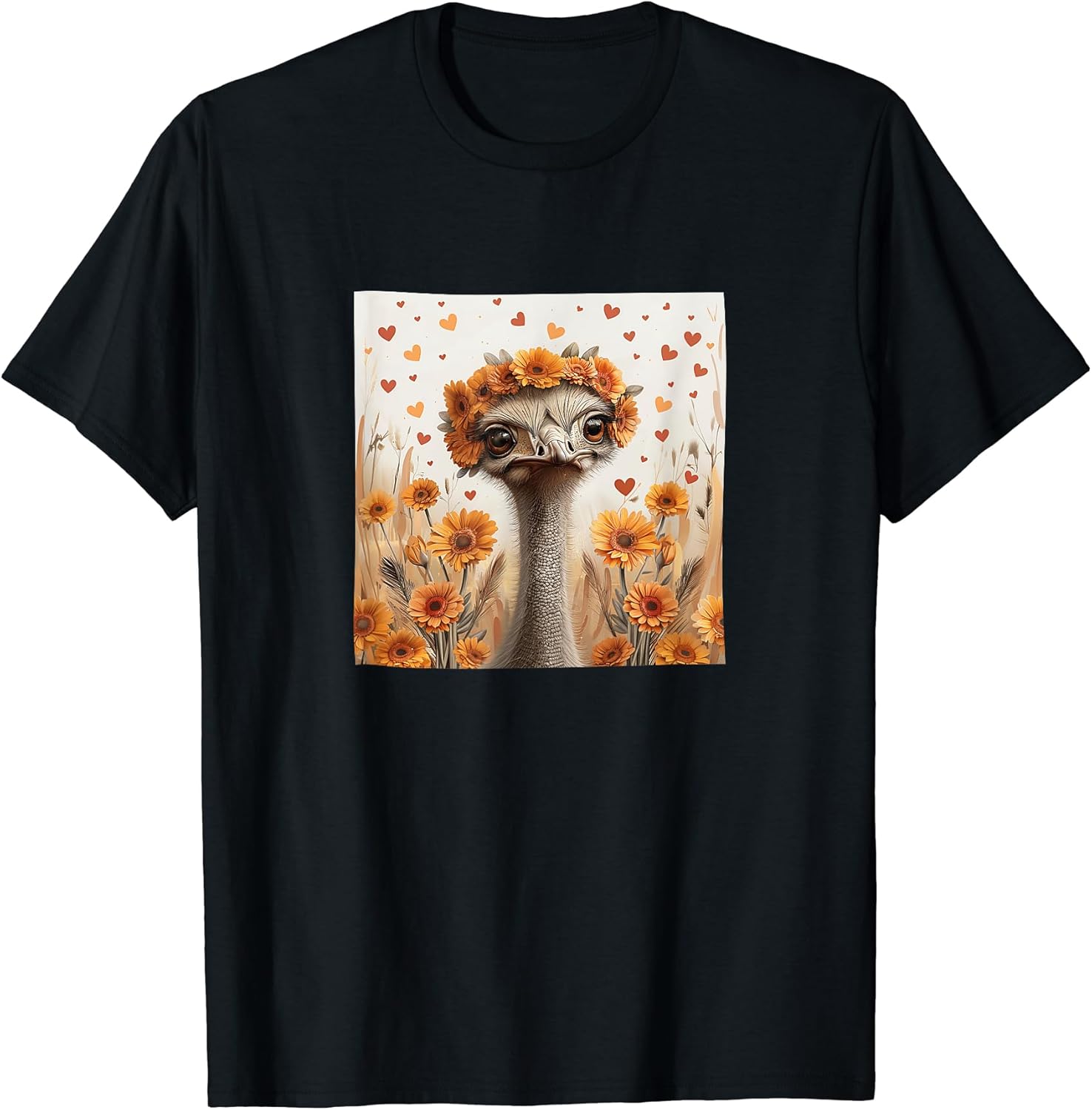 Ostrich Flowers With Hearts Around Boho Merch