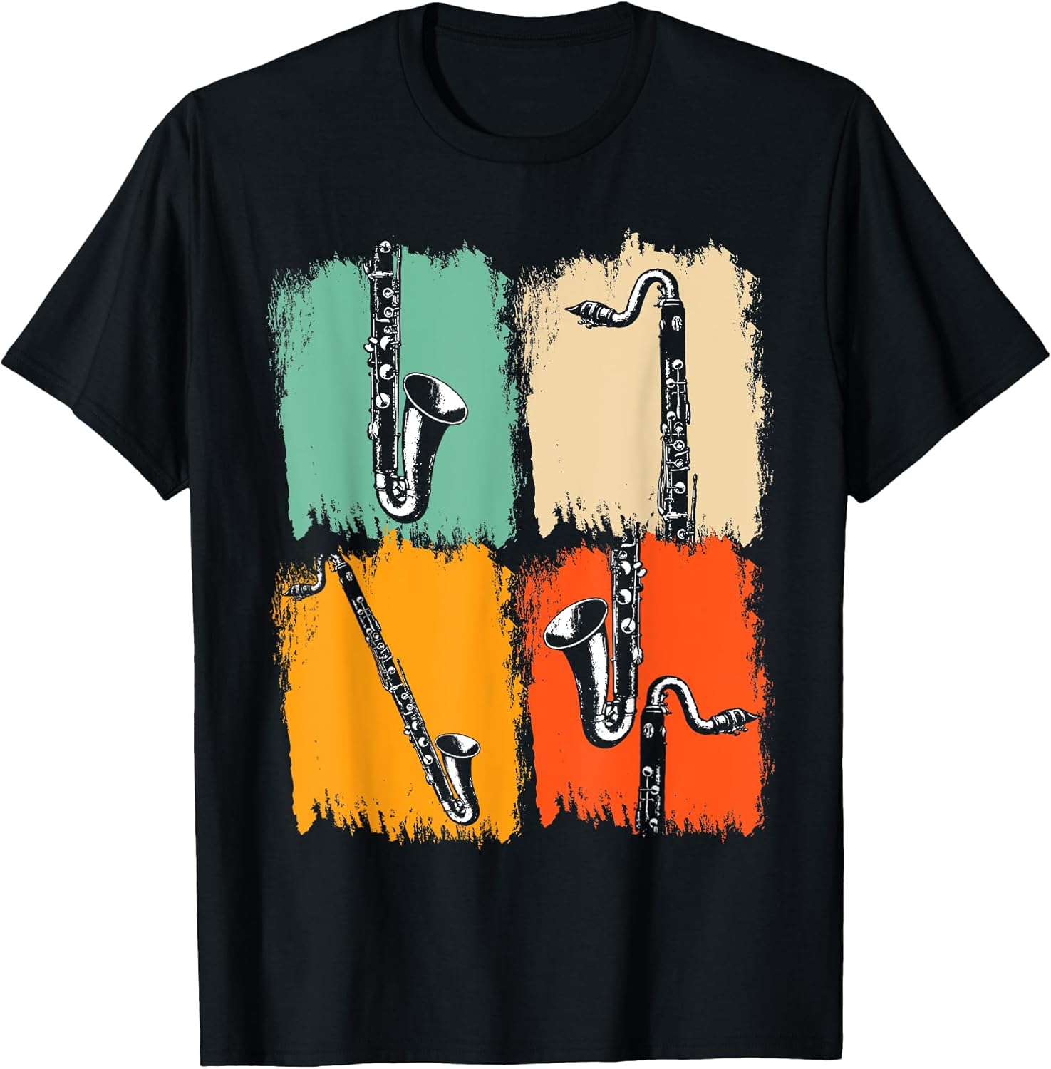 Marching Band Music Gift Retro Pop Art Bass Clarinet T-Shirt