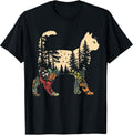Boho Cat Plants Nature Trees Wild Flowers Women Cat Lovers T-Shirt