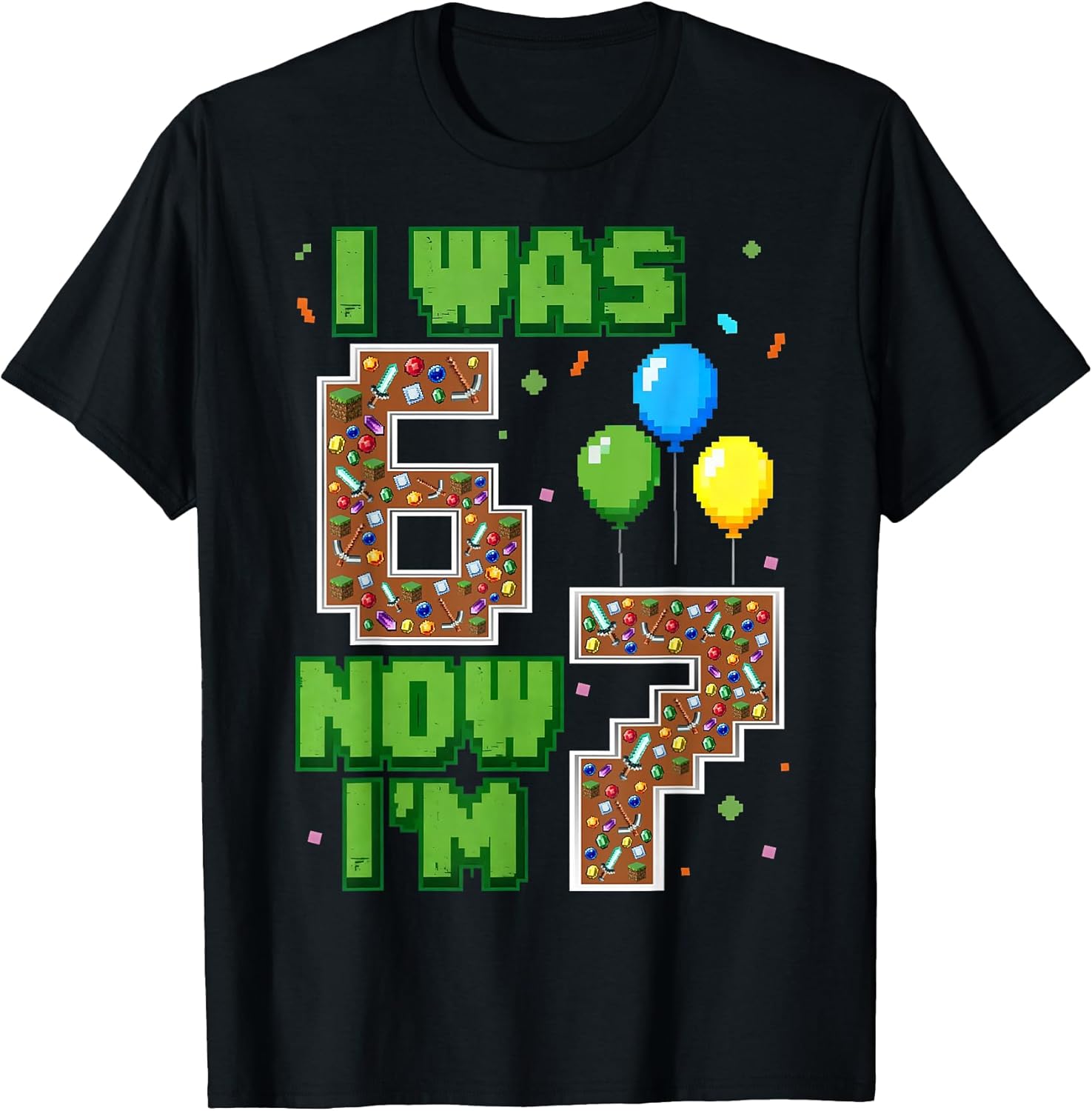 I was 6 Now Im 7 Video Gamer Birthday Boy Gift for Boys Kids T-Shirt
