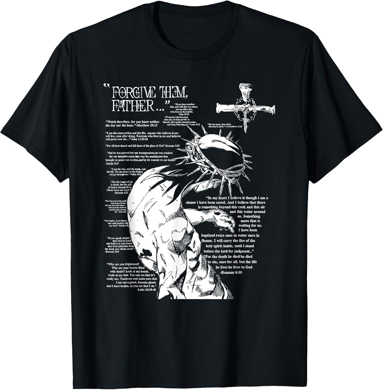 Forgive Them Father Anime Jesus Cross Tee T-Shirt