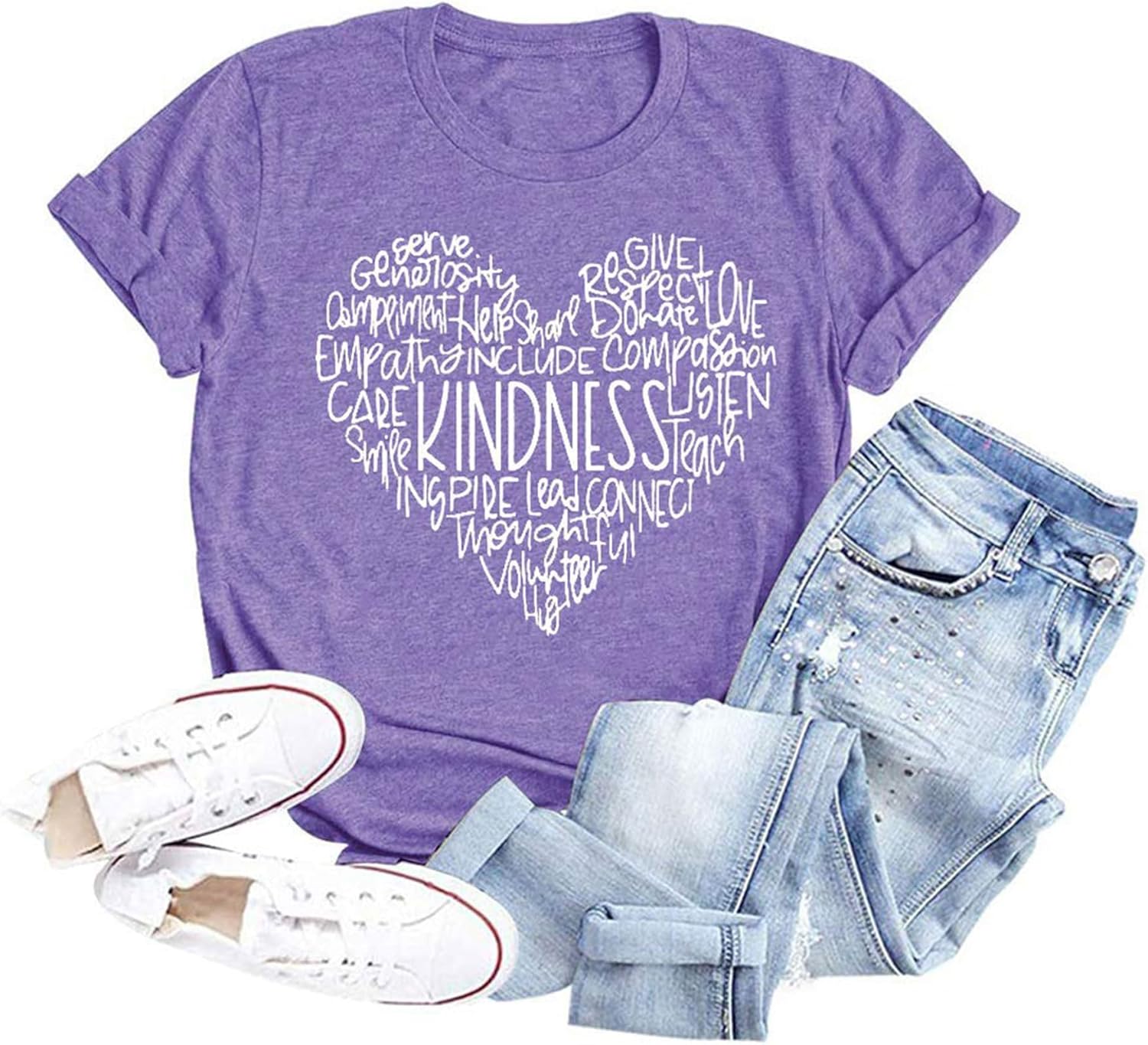 Kindness Shirt for Women Summer Casual Short Sleeve Inspirational Tee Tops