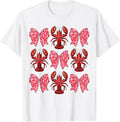 Cute Coquette Bow Crawfish Graphic Y2K Girls Women Aesthetic T-Shirt