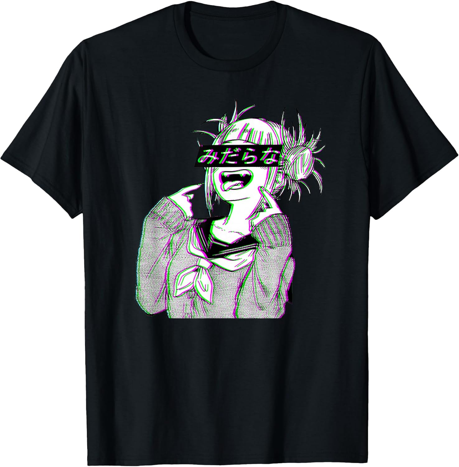 Waifu Anime Neko | Vaporwave | Glitch Manga Girl T-Shirt